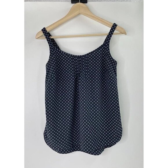 Lands End Navy Blue White Geometric Print Sleeveless Pull Over Tank Size 2P - Picture 1 of 8